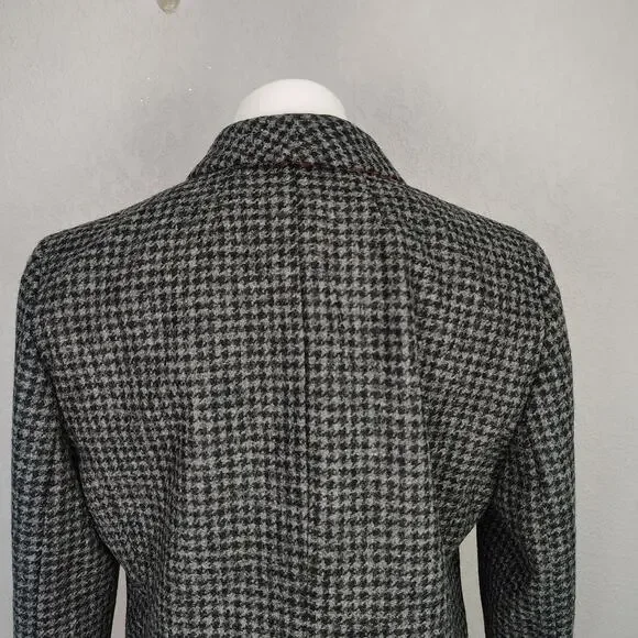 J. Crew Parke Houndstooth Wool Blazer Black Gray Size 12 - Picture 10 of 14